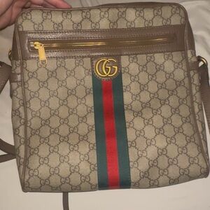 Gucci Tan and Brown GG Messenger Bag